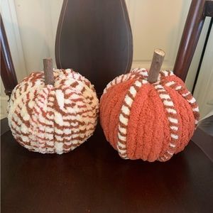 #4 Handmade Yarn Pumpkins Orange Set of 2